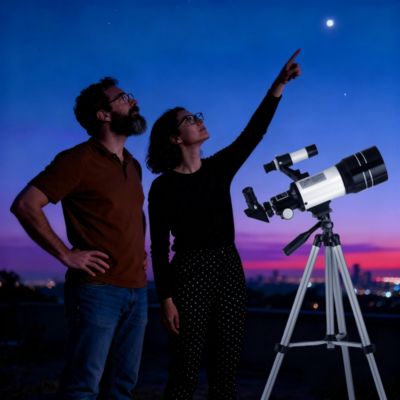 Telescope 70mm Aperture 300mm AZ Mount Telescope with Stand and Phone Adapter for Kids, Adults and Beginners