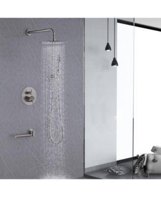 Single-Handle 3-Spray Round High Pressure Tub and Shower Faucet in Brushed Nickel (Valve Included)