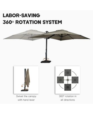 10 x 13 ft. 360&deg; Rotation Cantilever Patio Umbrella with Base and LED Light