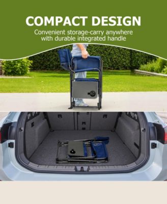 Camping Chair Oversized Beach Chair with Cooler Bag, Fold-Out Side Table, Cup Holder