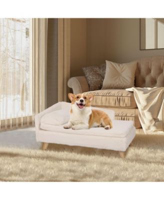 L Shaped Elevated Waterproof Pet Bed with Soft Removable Cushion Mat and Pillow