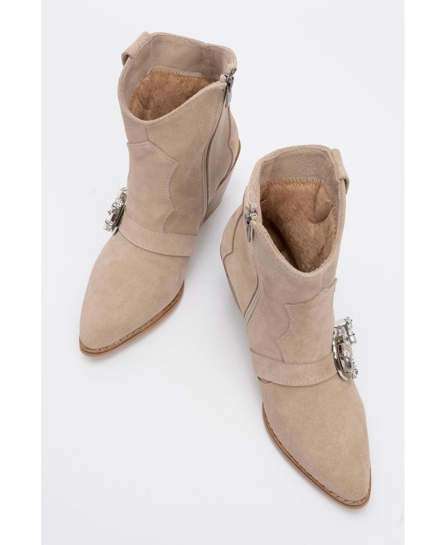 Женские ботинки Forever & Always Shoes Any Leather Buckle Boot (Women), цвет: Бежевый кожаный — фото 3