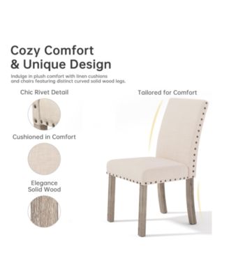 Dining Table Set for 6, 6 Piece Farmhouse Dining Set, Country Style Kitchen Table, 4 Upholstered Chairs & Bench