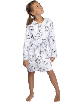 Girls Hedwig Owl All-Over Print Robe Soft Coverup Fleece Bathrobe