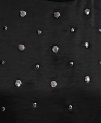 Women's Studded Boxy Short Sleeve Top