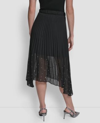 Women's Pleat Detail Pull On Midi Skirt