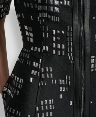 Women's Abstract Print Zip Front Mini Dress