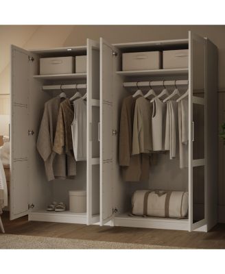 100% Solid Wood Urban 4-Door Wardrobe with Mirrored Doors