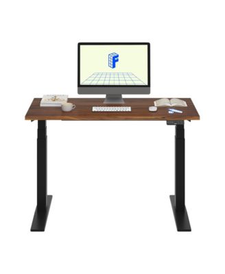 E7-COMMERCIAL 48  W Electric Adjustable Standing Desk, Black Walnut Top, Black Base