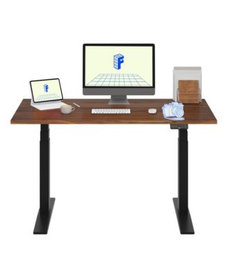 E7-COMMERCIAL 55  W Electric Adjustable Standing Desk, Black Walnut Top, Black Base