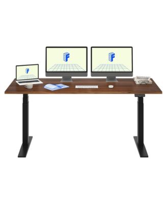 E7-COMMERCIAL 72  W Electric Adjustable Standing Desk, Black Walnut Top, Black Base