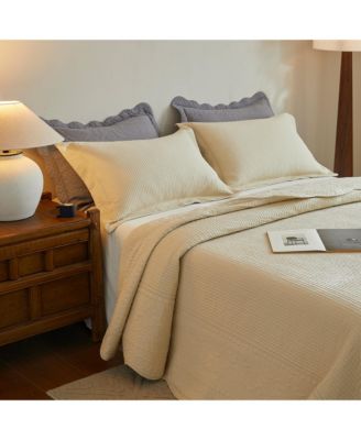 3 PCS 100% Cotton Oversized Bedspread Set Lightweight Quilt Set TG - Queen