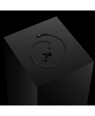 Men's Stone Cross Pendant Stealth Black - Large