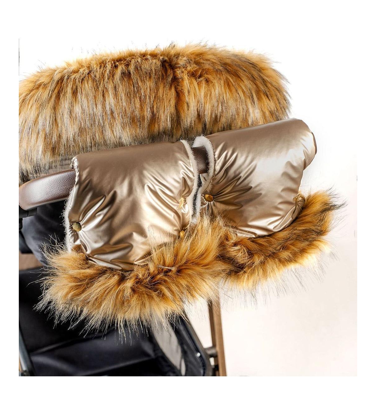 Cover Baby Baby Cover Adult Premium Handmuff Gloves With Beige Wool in Gold