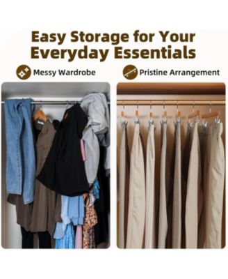 Premium Solid Lotus Wood Hangers for Pants & Skirts with Adjustable Clips