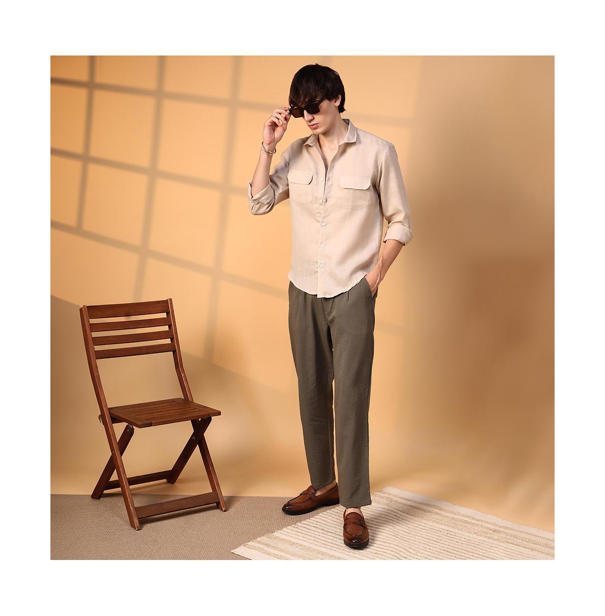 Campus Sutra Men's Solid Utility Shirt