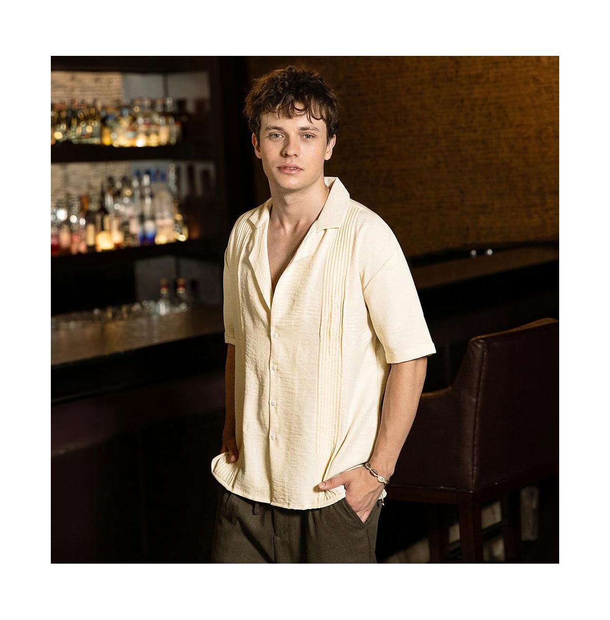 Campus Sutra Men's Pleat-Block Oversized Shirt