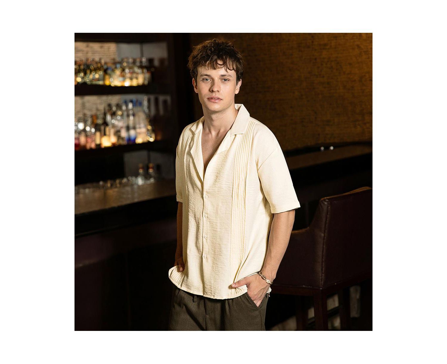 Men's Pleat-Block Oversized Shirt