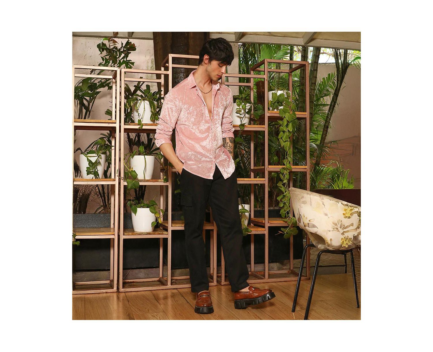 Men's Solid Velvet Shirt