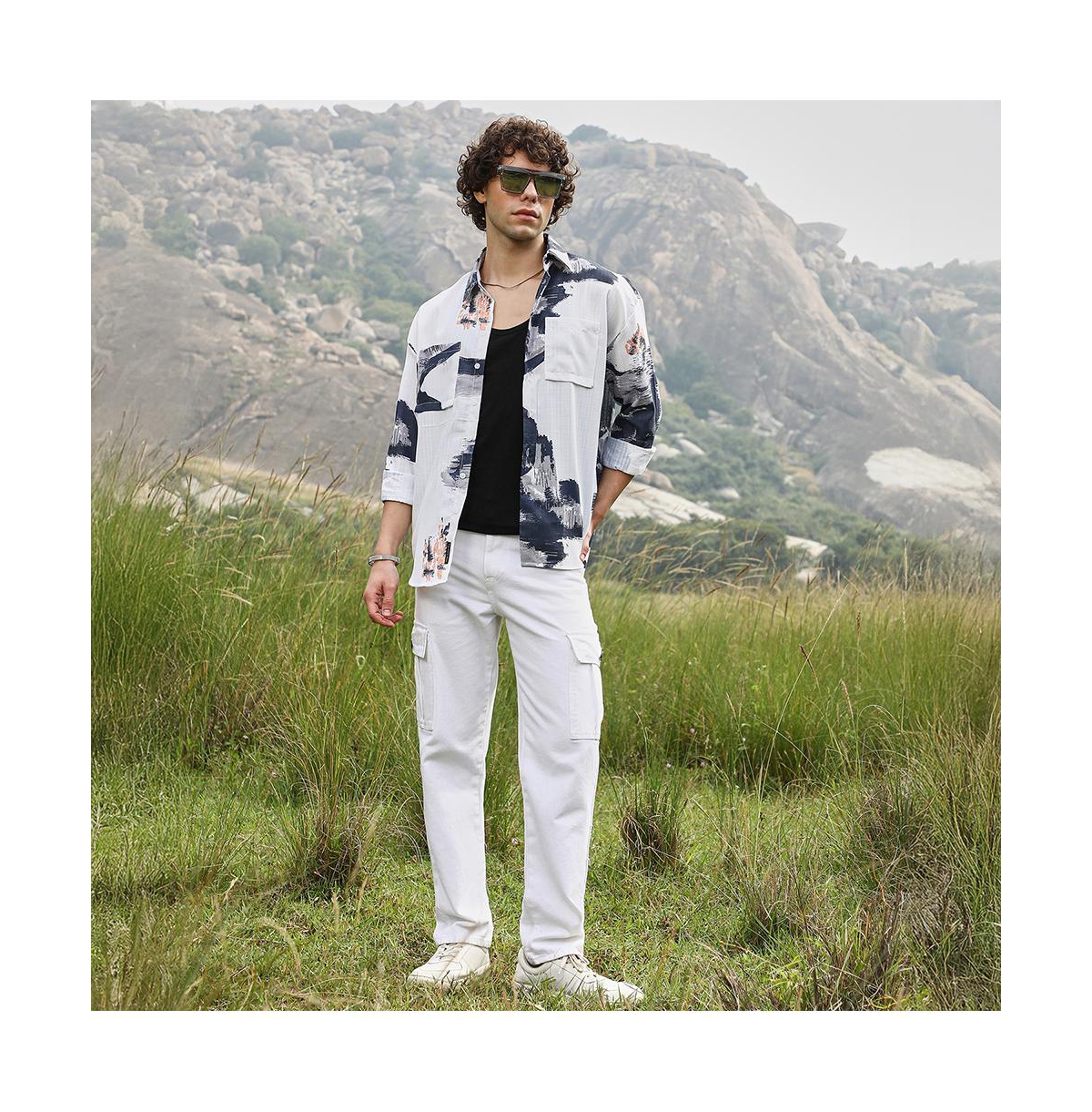 Campus Sutra Ethereal Strokes Oversized Shirt