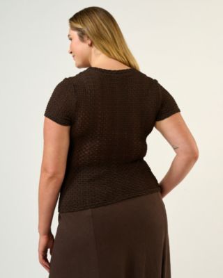 Plus Size Naomi Textured Mesh Top