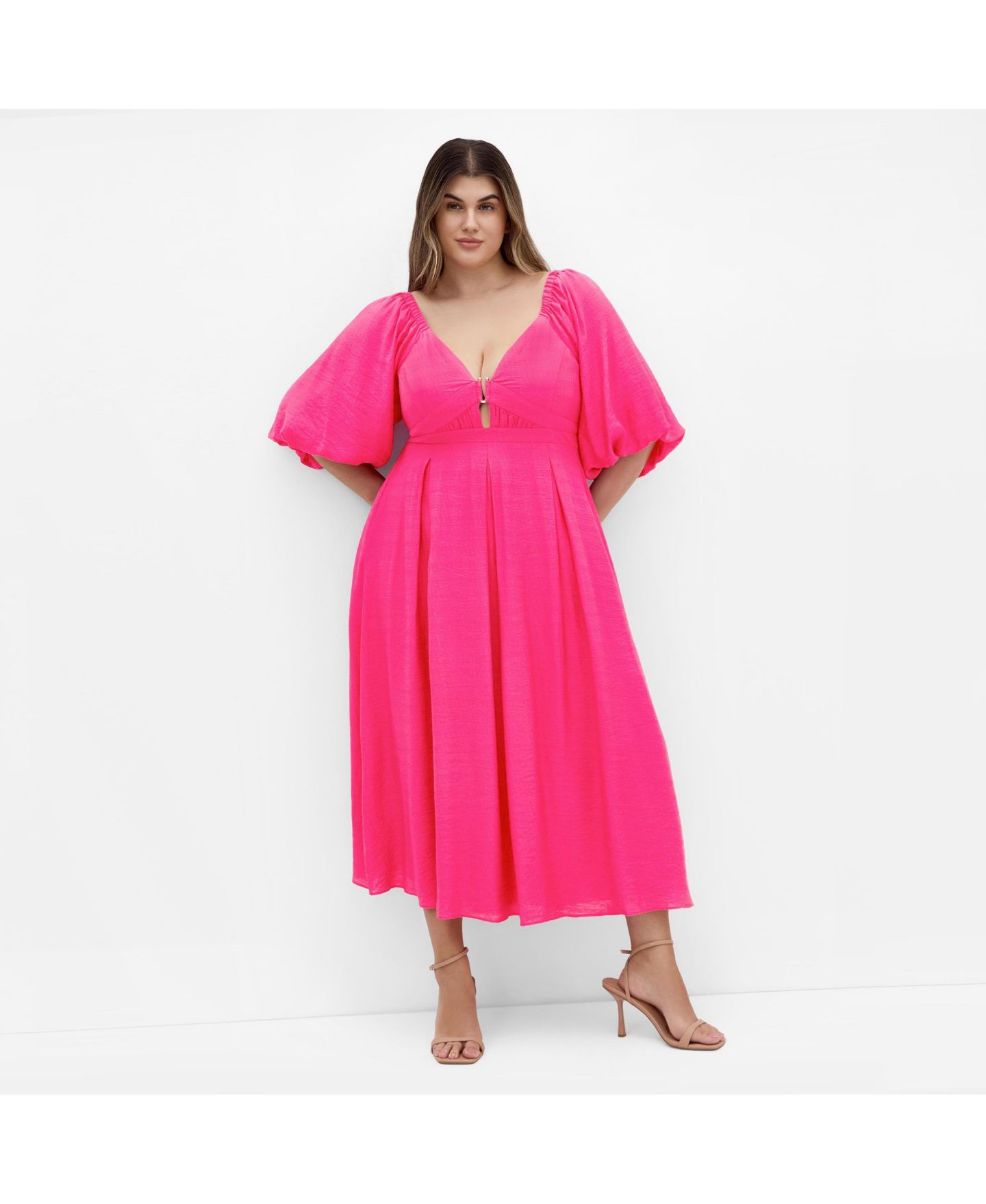 Женское платье CITY CHIC Plus Size Shae V Neck, цвет: Розовый — фото 1