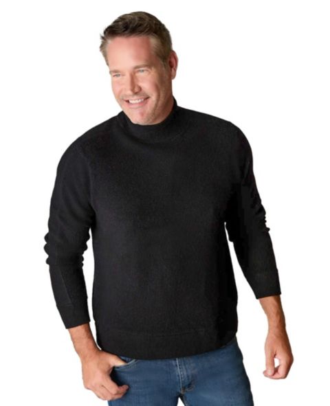 Мужской свитер Luxlined Itch-Free Merino Wool Mock Neck Sweater with Lining, цвет: Чёрный жемчужный