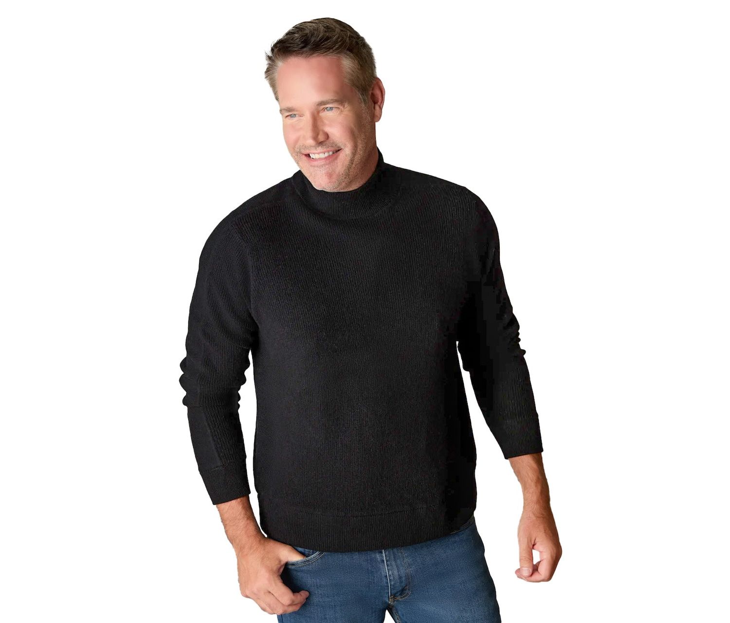 Men's Itch-Free Merino Wool Mock Neck Sweater with Lining