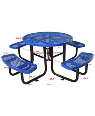 Streamdale Round Outdoor Steel Picnic Table 46" blue, with umbrella pole