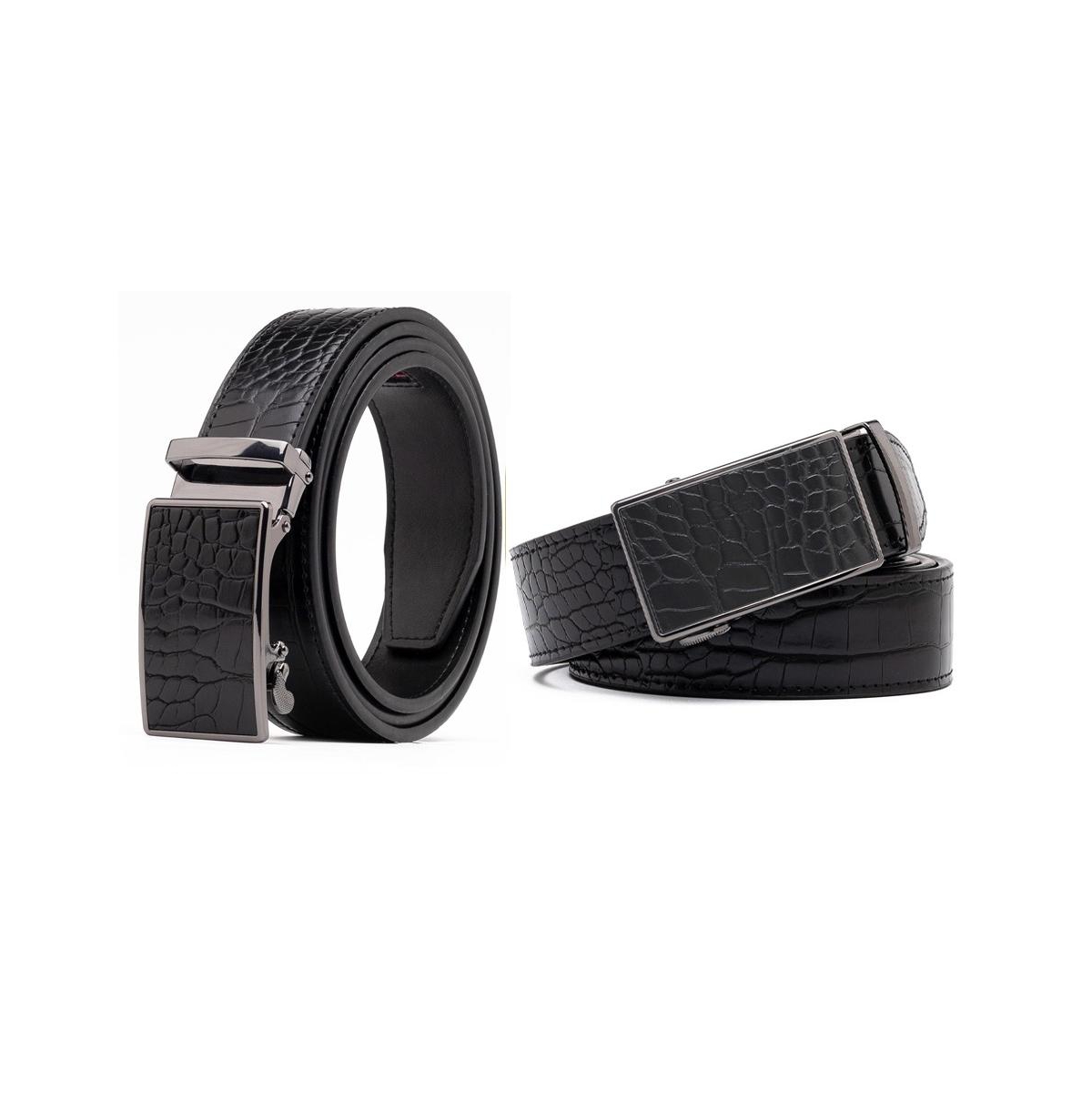 Men's Genuine Leather Crocodile Design Dress Belt with Automatic Buckle