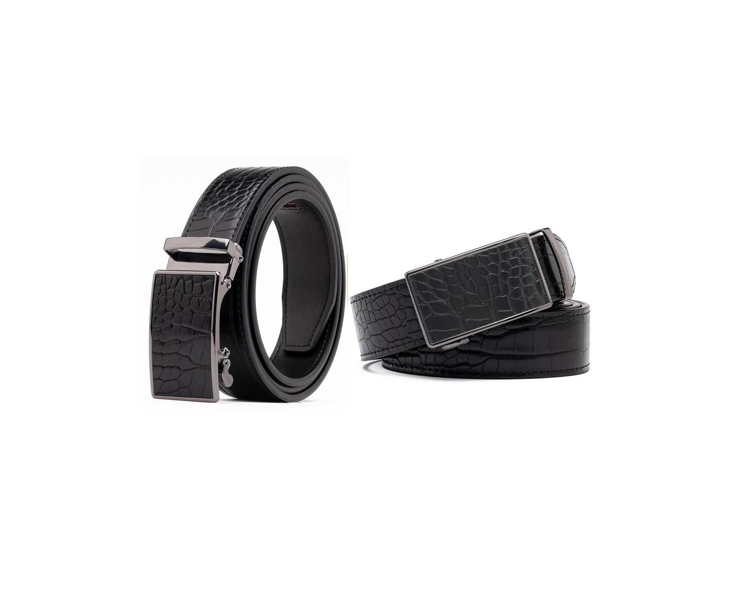 Men's Genuine Leather Crocodile Design Dress Belt with Automatic Buckle