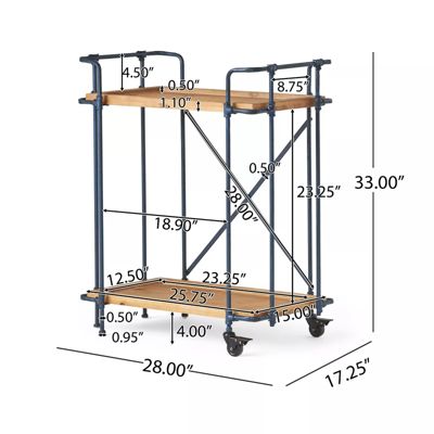 Streamdale Rustic Firwood Bar Cart with Iron Wheels