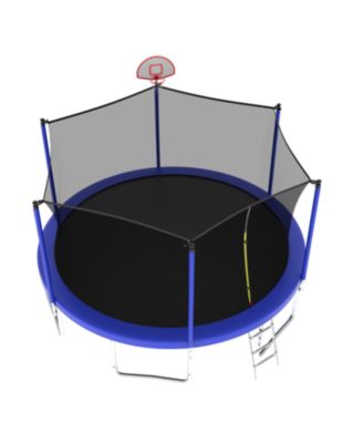 Streamdale 14FT Kids Trampoline with Safety Net, Basketball Backboard, and Ladder