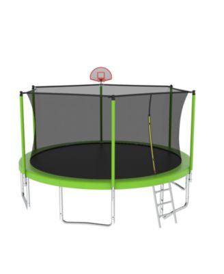 Streamdale 14FT Kids Trampoline with Safety Net, Basketball Hoop, and Accessories