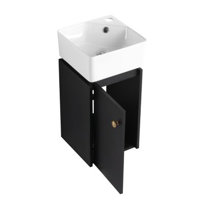 Compact Wall Mount Small Bathroom Vanity with Ceramic Sink