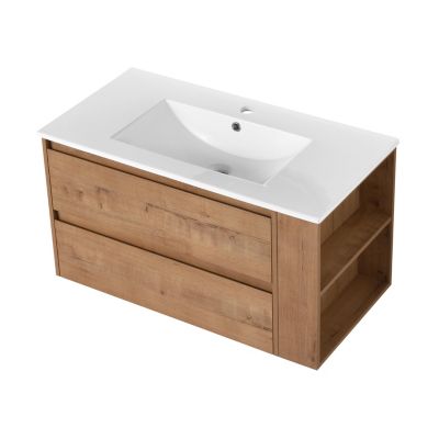 Streamdale 36" Wall Mounting Bathroom Vanity With Ceramic Sink, Soft Close Drawer