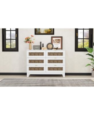 Rustic Dresser with 6 Drawers and Metal Handles