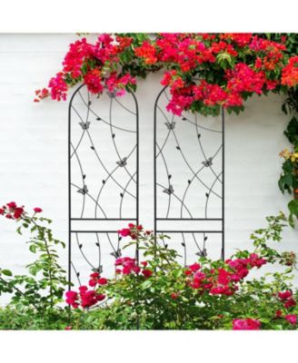 4 Pack Metal Garden Trellis, 86.7", Black