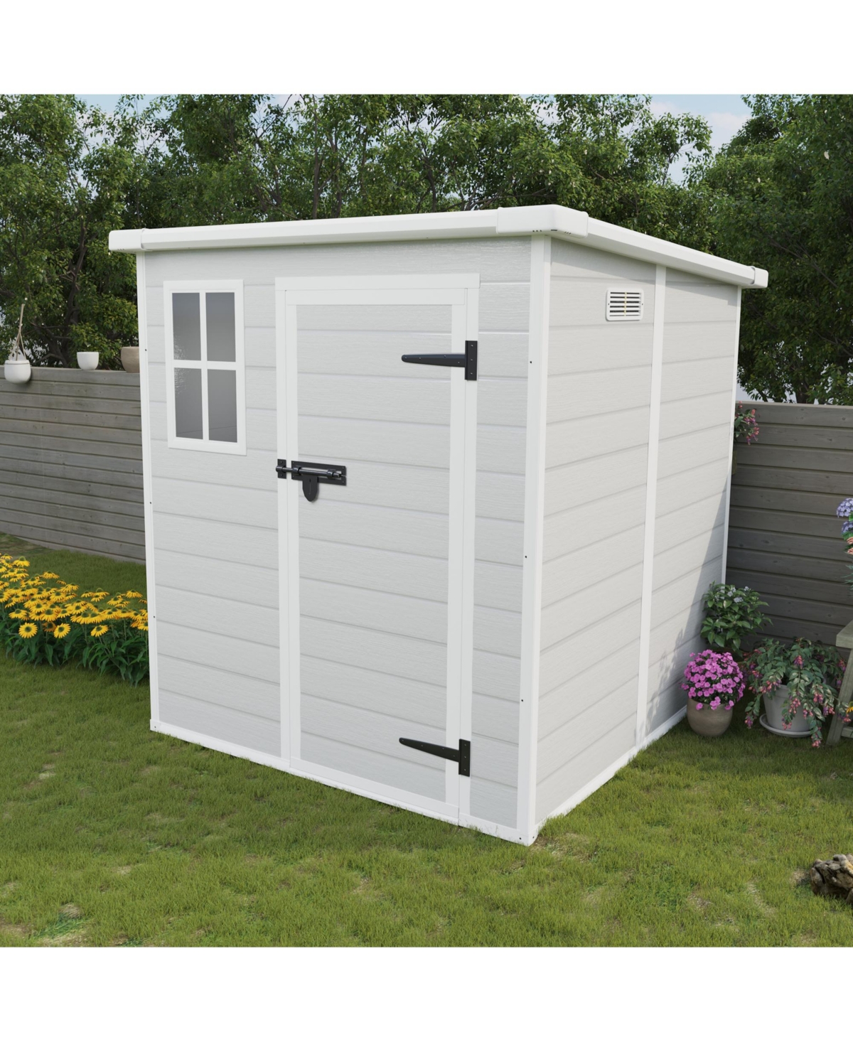 Streamdale Furniture 6x6 Ft Waterproof Resin, Lockable Doors Outdoor Storage Shed