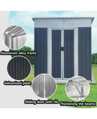 5FTx3FT Grey Garden Shed - Aluminum Frame, Sliding Door