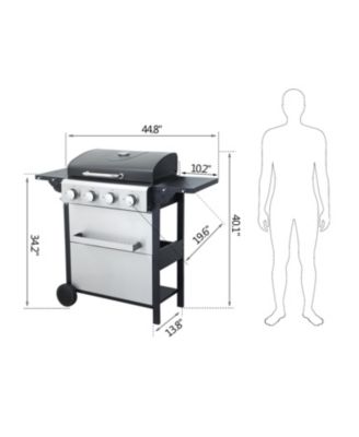 Streamdale 4-Burner Propane BBQ Grill, Foldable Table, Basket, Stainless Steel