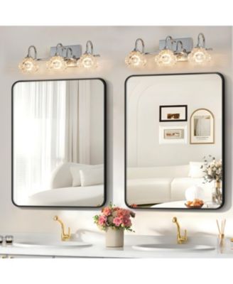 Streamdale Brushed Nickel Finish Vintage Crystal Vanity Light - Elegant 3-Light Bathroom Mirror Fixture with Clear Glass Shades