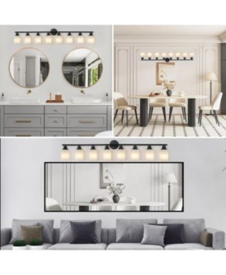 8-Light Vanity Mirror Light Frosted Glass, Iron Frame