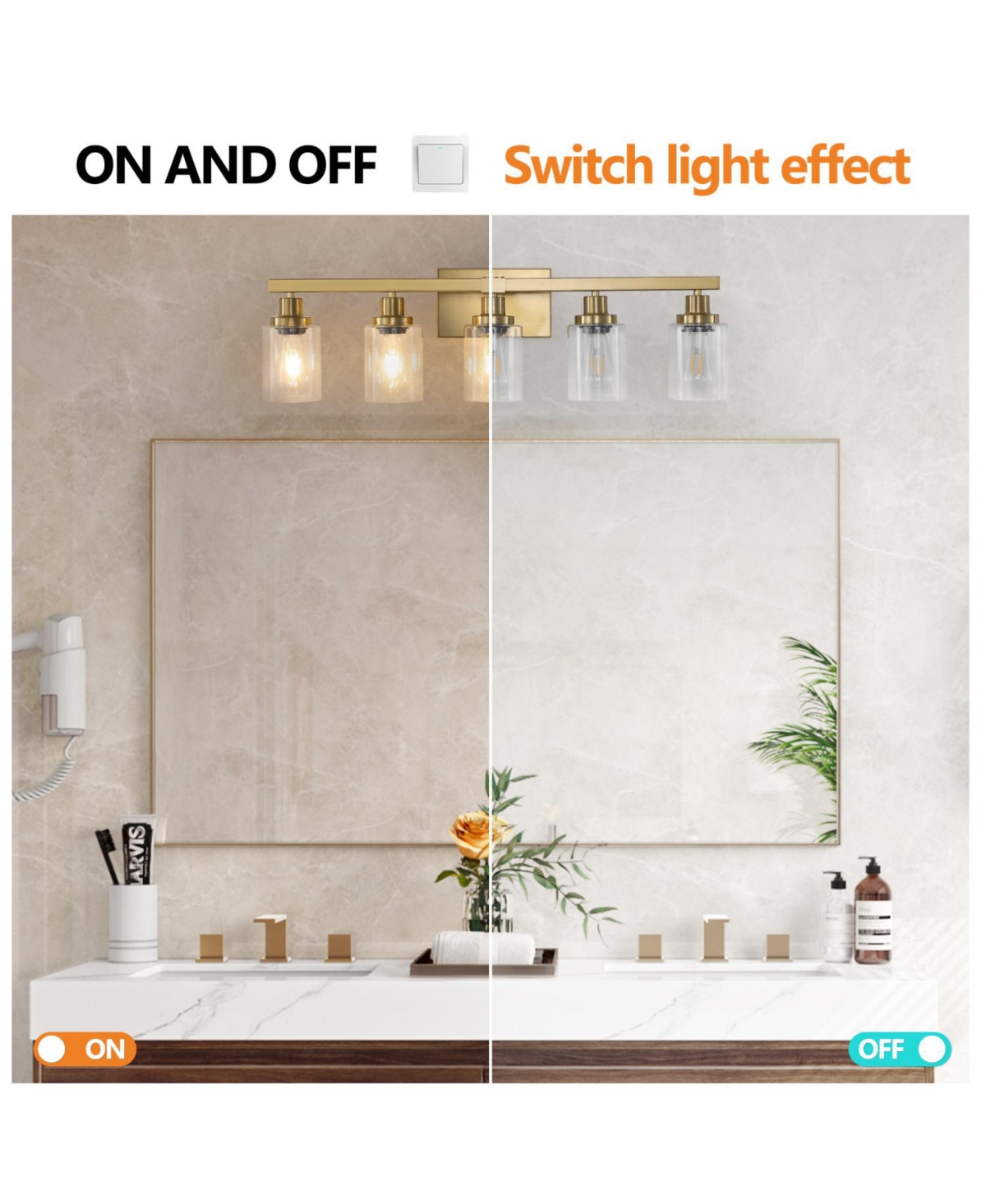 Streamdale Furniture Streamdale 5-Light Clear Glass Vanity Light (No Bulbs)