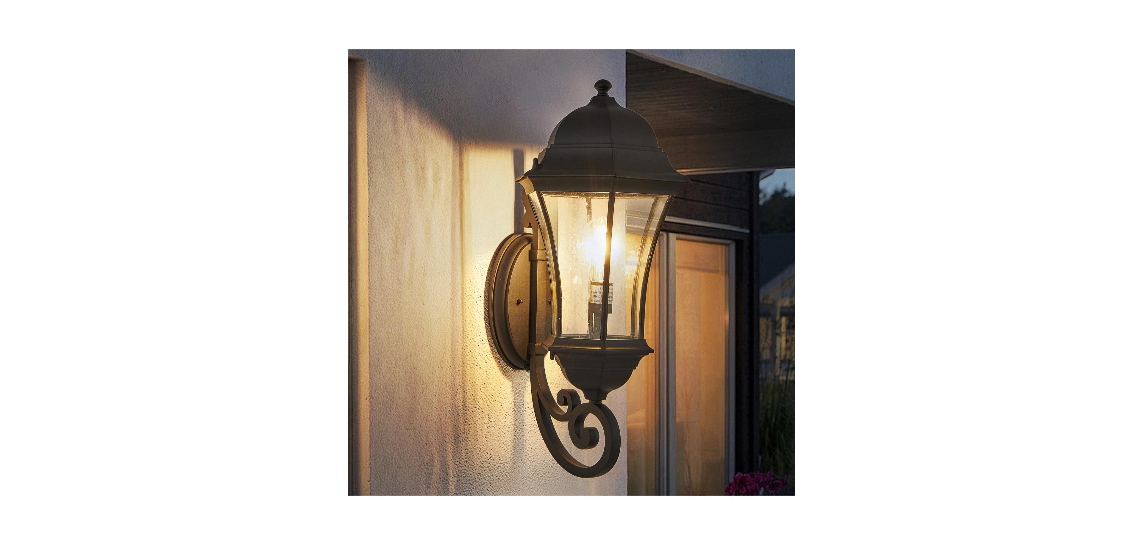Streamdale Furniture 1-Pack Outdoor Wall Lantern with Dusk to Dawn, Black Fixture, Clear Bubble Glass