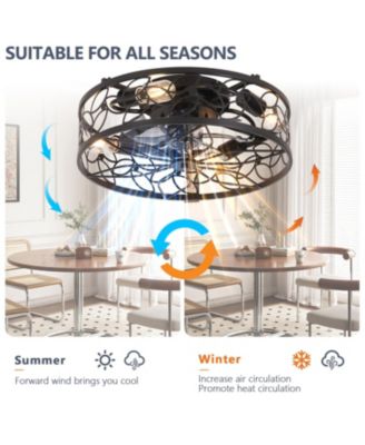 Streamdale Black Vintage Caged Ceiling Fan with Remote - 18.1", Industrial Style