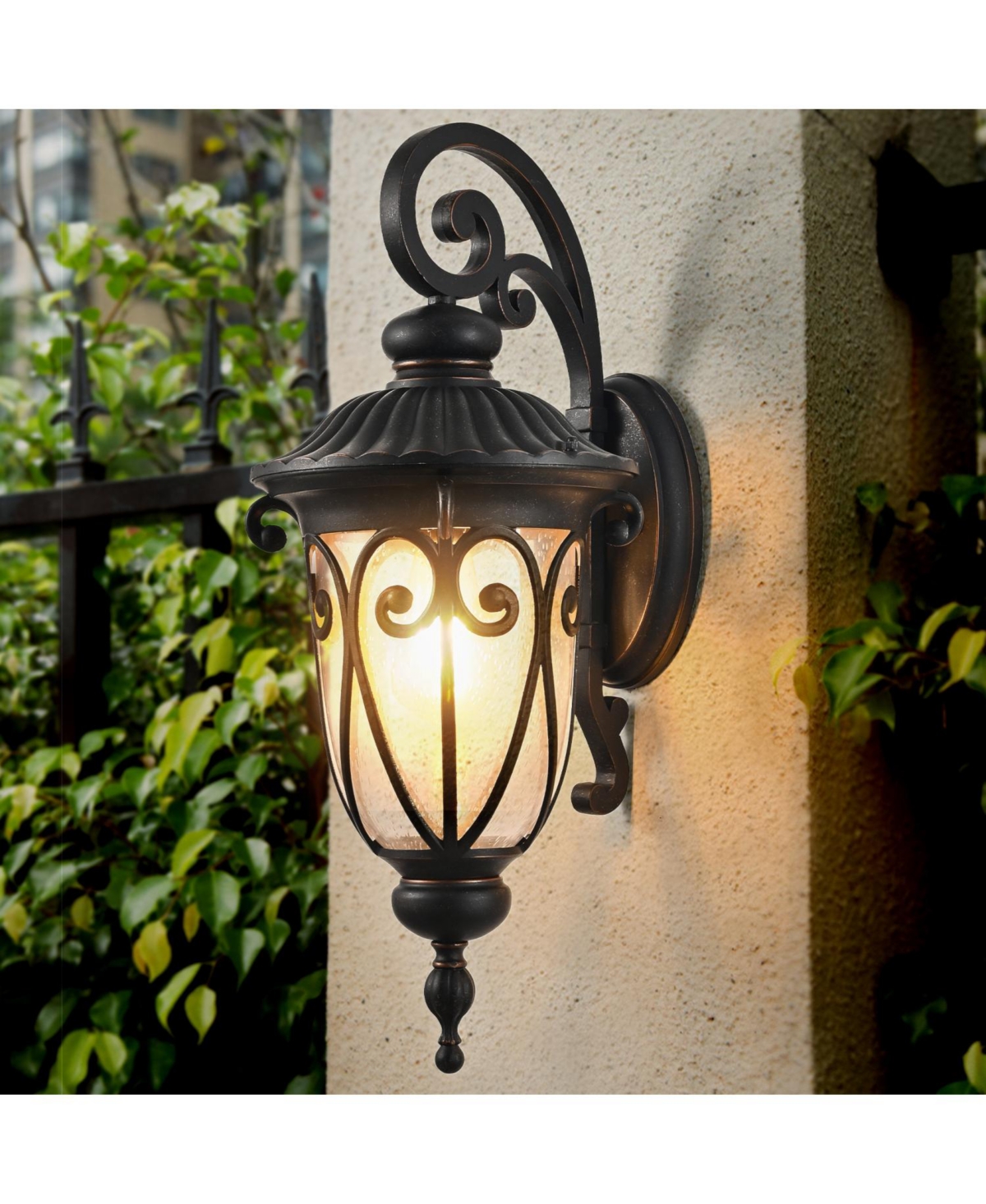 Streamdale Furniture Classic Outdoor Wall Lantern, Black Vintage Sconce with Bubble Glass (Bulb Not Included)
