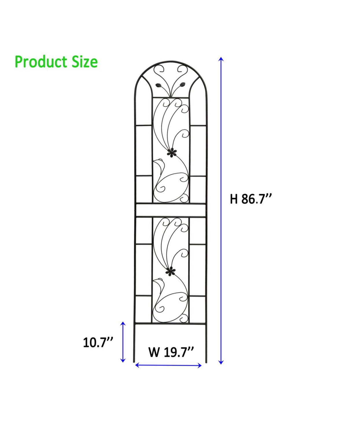 Streamdale 4-Pack Metal Garden Trellis, 86,7" x 19,7", Rustproof, Black
