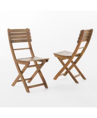 Outdoor Acacia Wood Folding Dining Chair (Set of 2) Natural