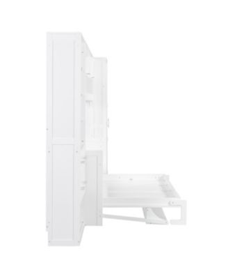 Full Size Murphy Bed Wall Bed with Closet Drawers and Shelves